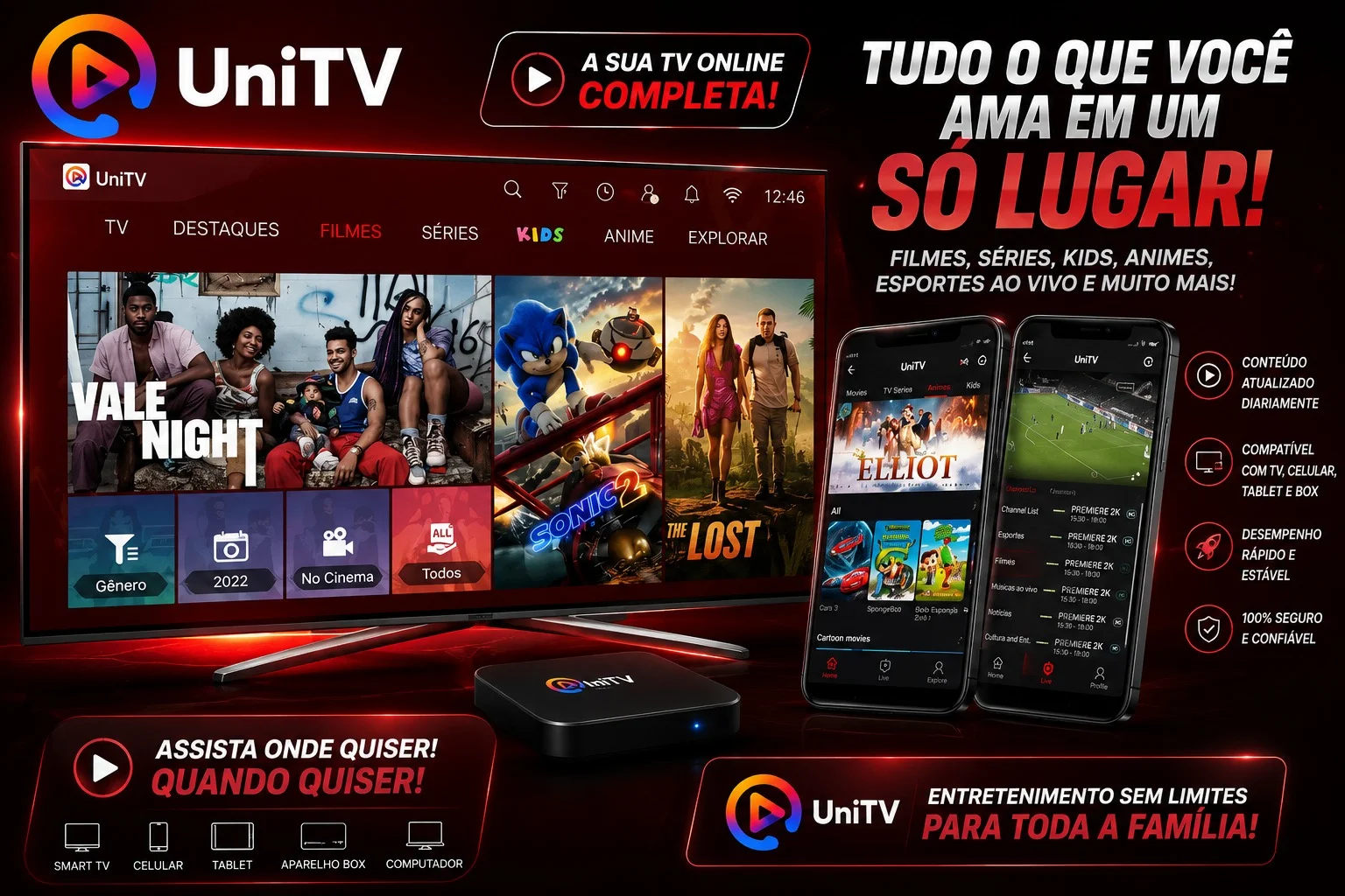 Entretenimento em diferentes dispositivos